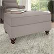 Pemberly Row Upholstered Storage Ottoman in Beige Herringbone Fabric