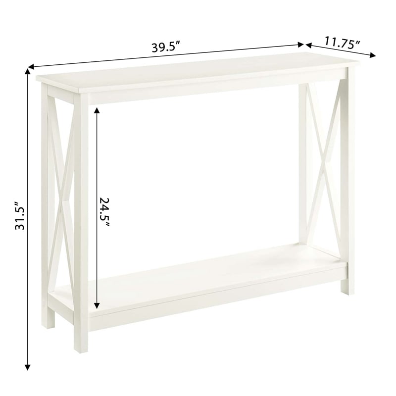 Pemberly Row Modern Console Table with Shelf in Ivory Wood Finish