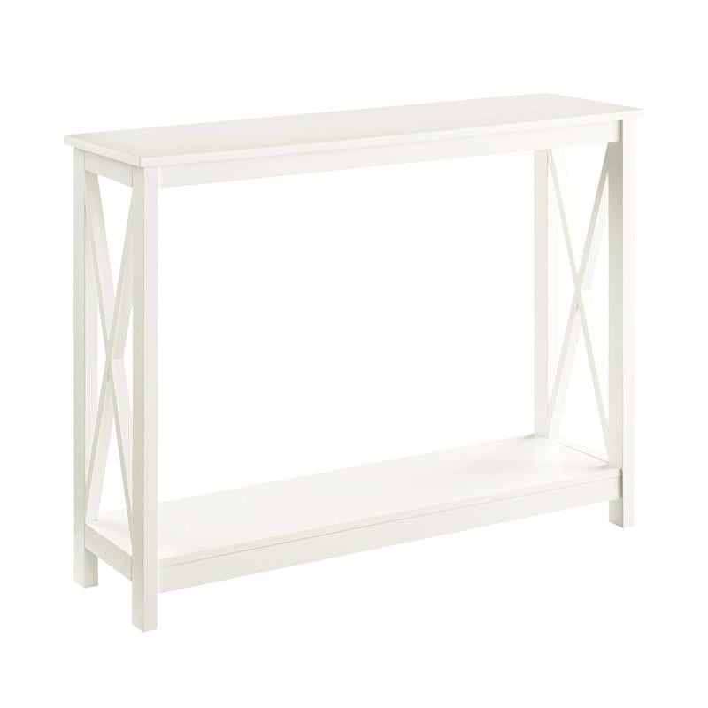 Pemberly Row Modern Console Table with Shelf in Ivory Wood Finish