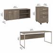 Pemberly Row Engineered Wood 72W Desk with Storage and Drawers in Modern Hickory