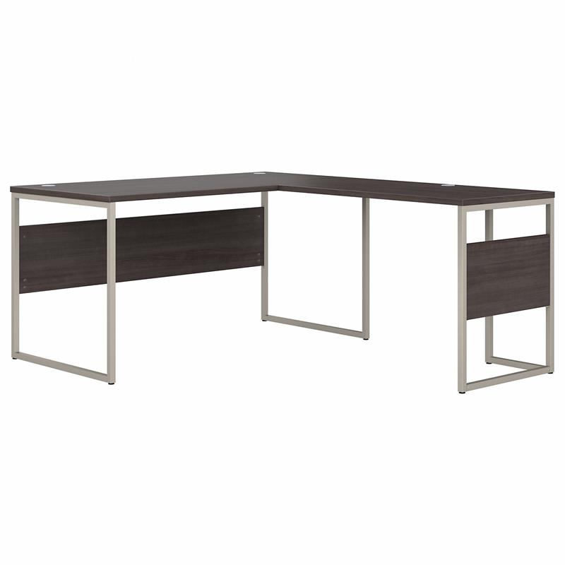 Pemberly Row 60W x 30D L Shaped Table Desk in Storm Gray - Engineered Wood