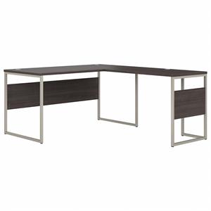 Pemberly Row 60W x 30D L Shaped Table Desk in Storm Gray - Engineered Wood