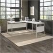 Pemberly Row 60W x 30D L Shaped Table Desk in White - Engineered Wood
