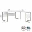 Pemberly Row 60W x 30D L Shaped Table Desk in White - Engineered Wood