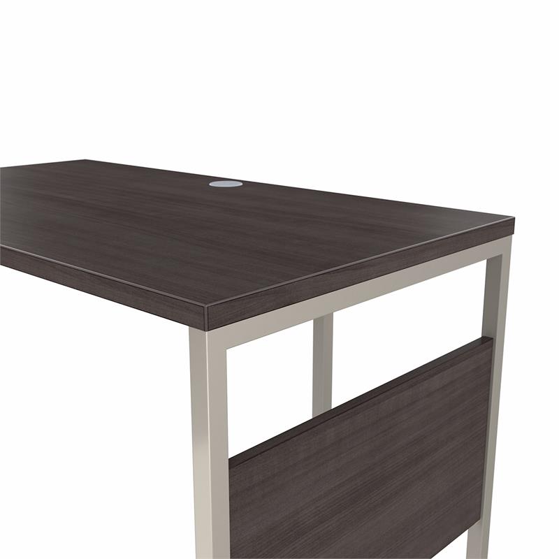 Pemberly Row Engineered Wood 60W L Shaped Table Desk with Drawers in Storm Gray