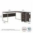 Pemberly Row Engineered Wood 60W L Shaped Table Desk with Drawers in Storm Gray