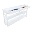 Pemberly Row Two-Drawer 60-inch Console Table with Shelves in White Wood Finish