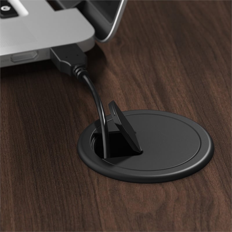 Pemberly Row 48W Adjustable Standing Desk in Black Walnut - Engineered Wood