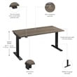 Pemberly Row 60W x 30D Height Adjustable Standing Desk - Engineered Wood