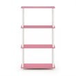 Pemberly Row Wood Turn-N-Tube 4-Tier Shelf Display Rack in Pink / White