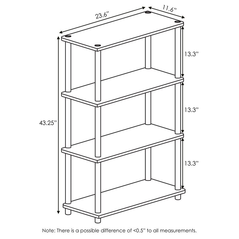 Pemberly Row Wood Turn-N-Tube 4-Tier Shelf Display Rack in Pink / White