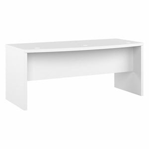Pemberly Row 72W Bow Front Desk in Pure White - Engineered Wood