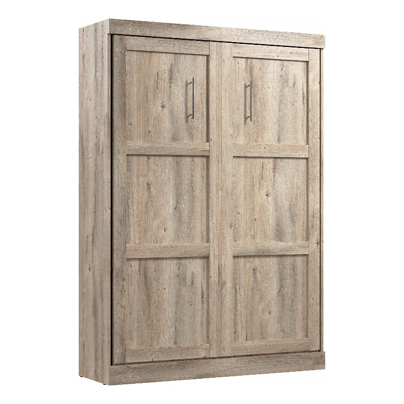 Pemberly Row Contemporary 59W Full Murphy Bed in Rustic Brown