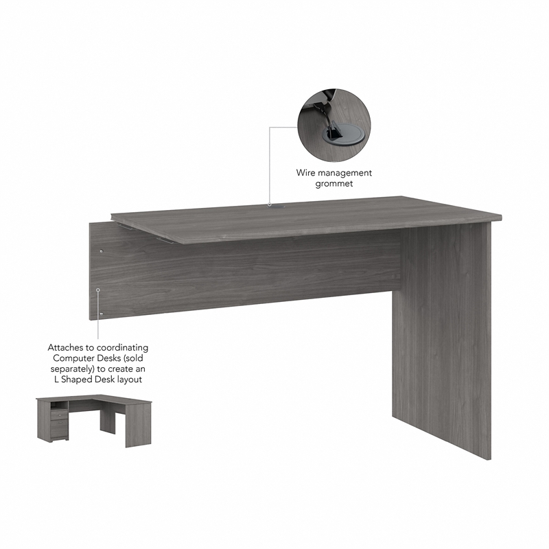 Pemberly Row Modern Desk Return in Modern Gray - Engineered Wood