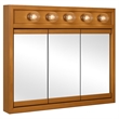 Pemberly Row 36-Inch Wood Medicine Cabinet with Lights in Nutmeg Oak
