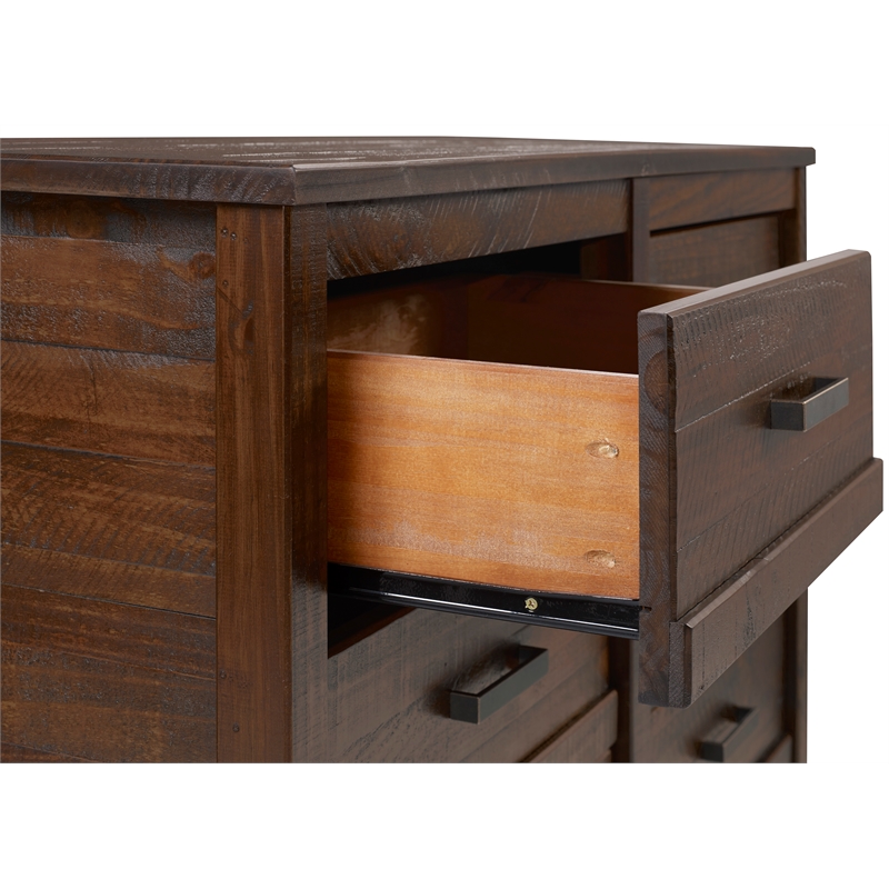 Pemberly Row Modern Six Drawer Dresser - Antique Walnut Finish