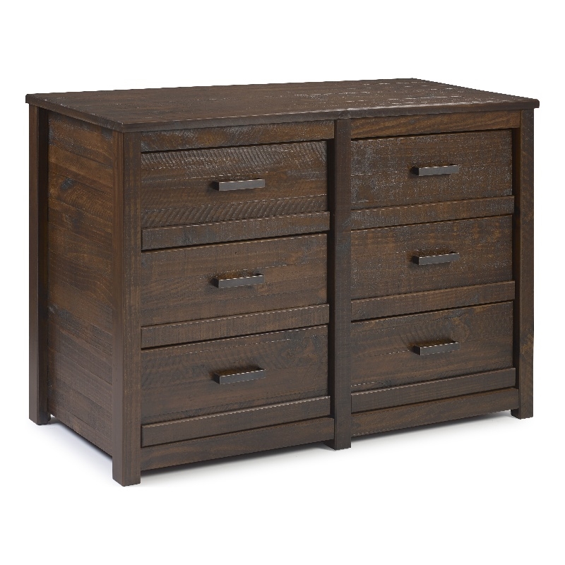 Pemberly Row Modern Six Drawer Dresser - Antique Walnut Finish