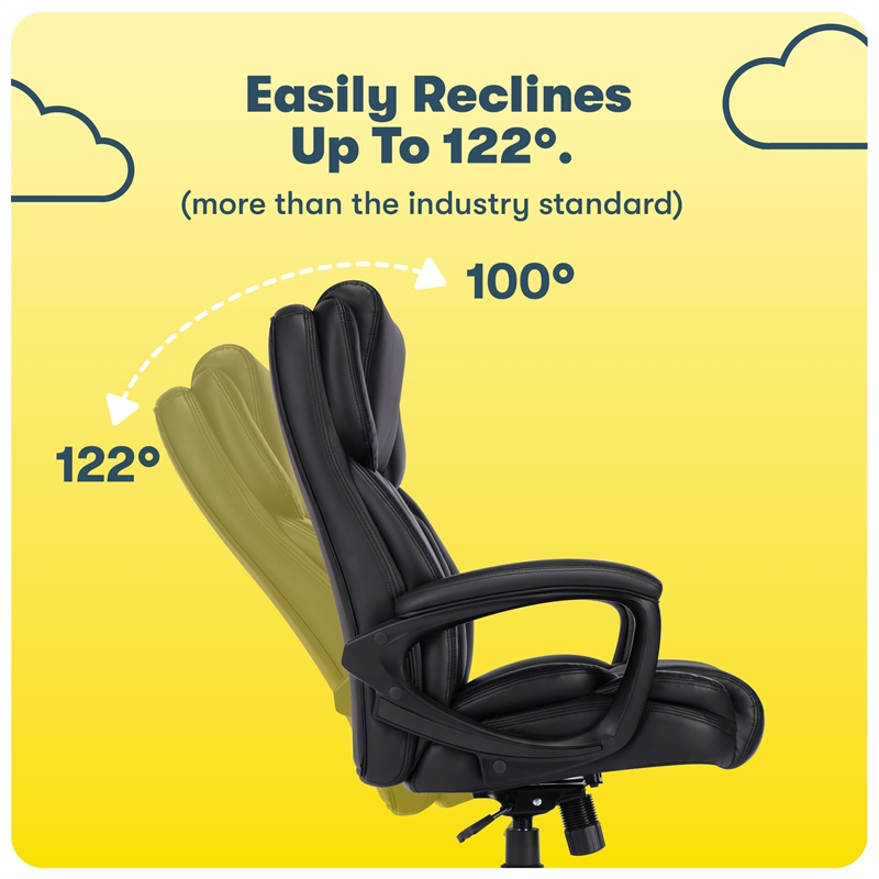 Pemberly Row Executive Office Chair Space Black Bonded Leather