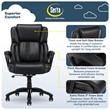 Pemberly Row Executive Office Chair Space Black Bonded Leather