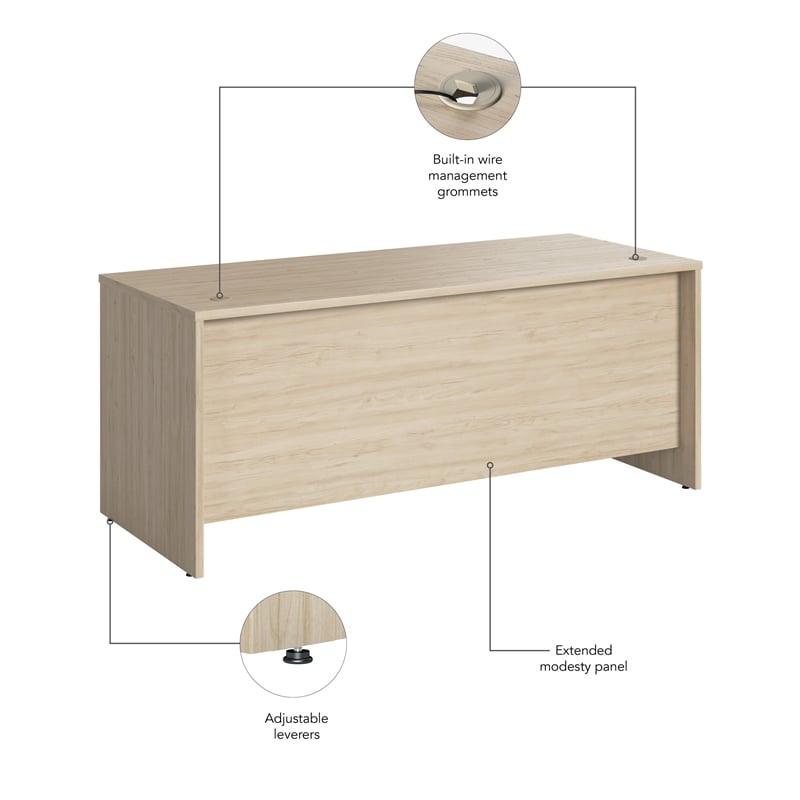 Pemberly Row 72W x 30D Office Desk in Natural Elm - Engineered Wood