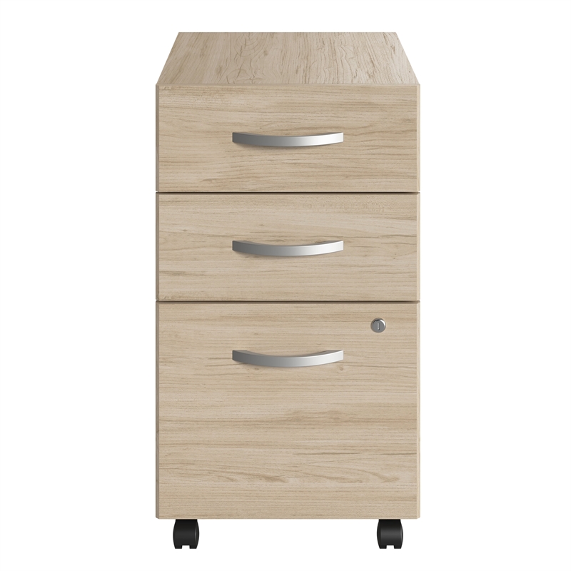Pemberly Row 3 Drawer Mobile File Cabinet in Natural Elm - Engineered Wood