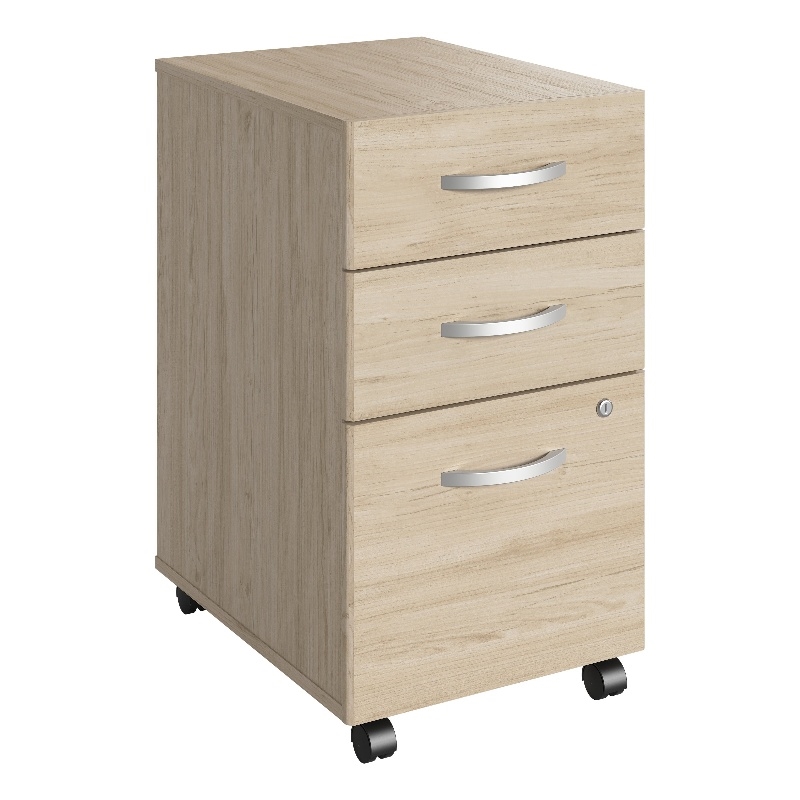 Pemberly Row 3 Drawer Mobile File Cabinet in Natural Elm - Engineered Wood