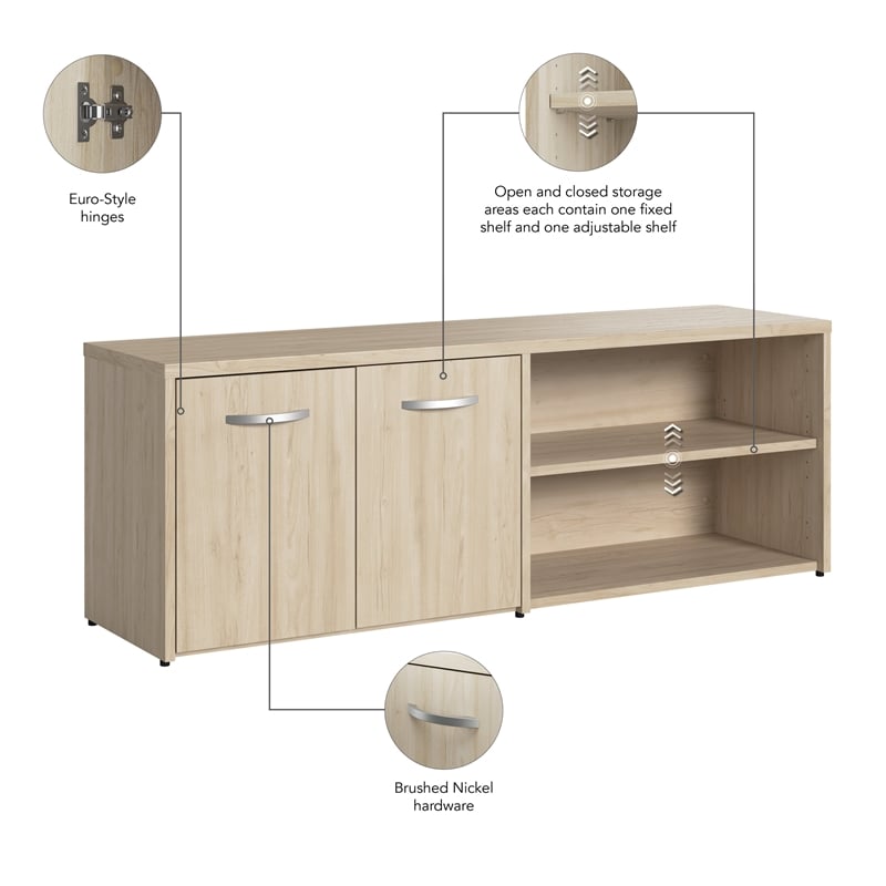 Pemberly Row Modern Low Storage Cabinet with Doors and Shelves