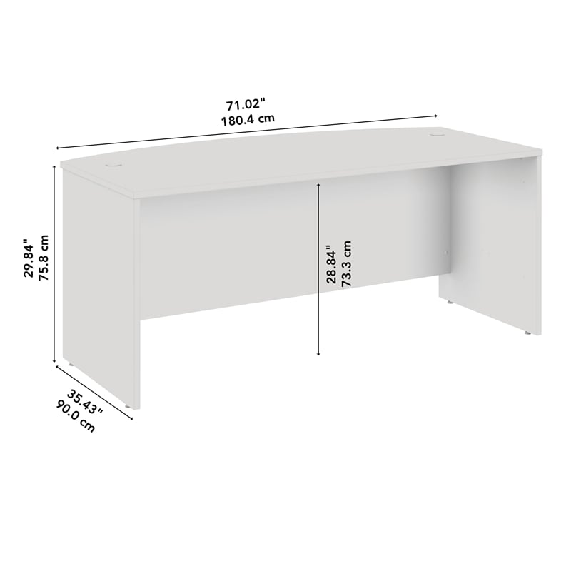 Pemberly Row 72W x 36D Bow Front Desk in Natural Elm - Engineered Wood