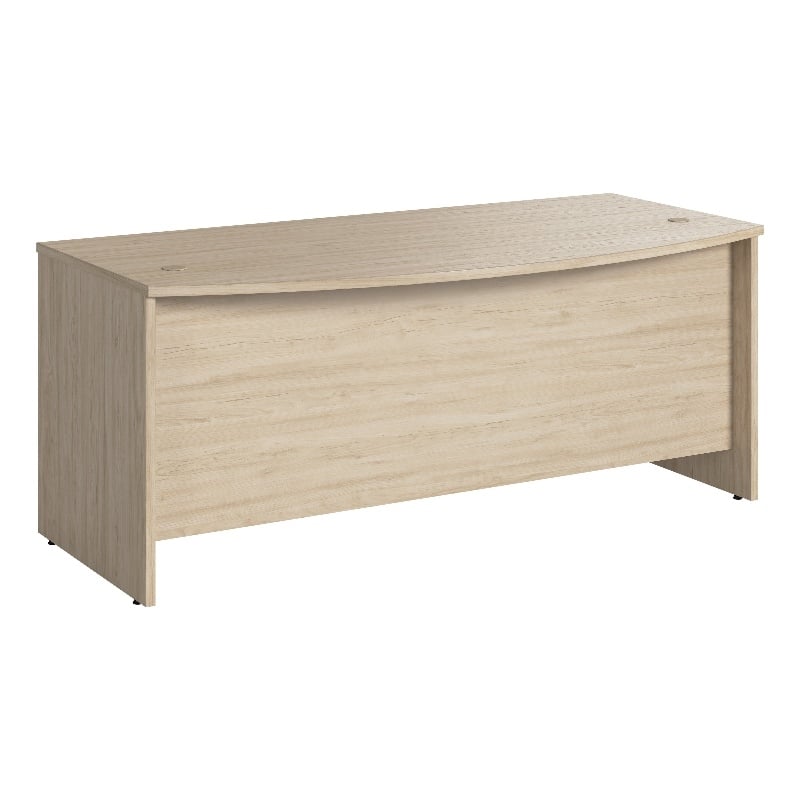Pemberly Row 72W x 36D Bow Front Desk in Natural Elm - Engineered Wood
