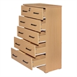 Pemberly Row Wood Tall 5 Drawer Chest Dresser in Beech (Maple)