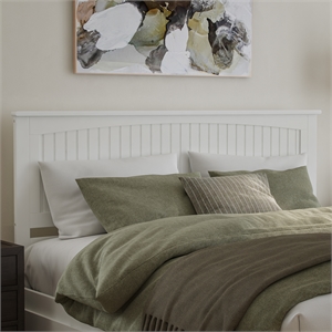 Pemberly Row King Wood Panel Headboard with USB Charging Station in White