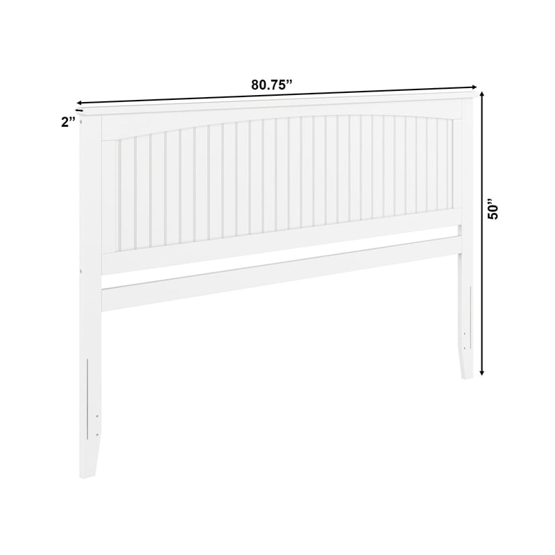 Pemberly Row King Wood Panel Headboard with USB Charging Station in White