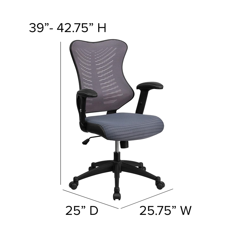 Pemberly Row Contemporary High Back Mesh Office Chair in Gray
