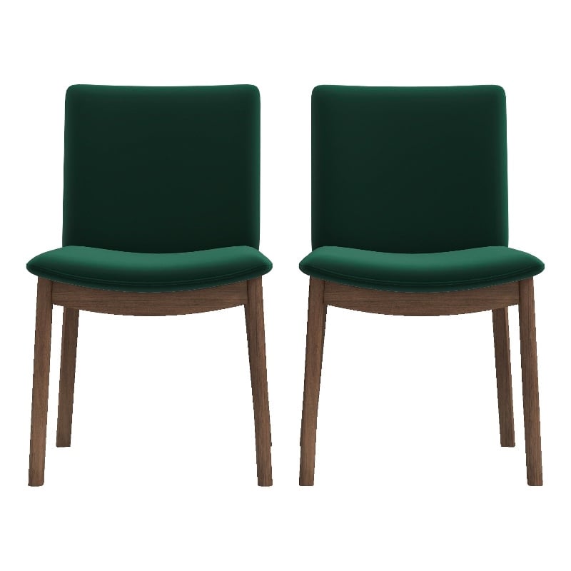 Pemberly Row Mid-Century Modern Green Velvet Dining Chair Set