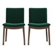 Pemberly Row Mid-Century Modern Green Velvet Dining Chair Set