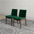 Pemberly Row Mid-Century Modern Green Velvet Dining Chair Set