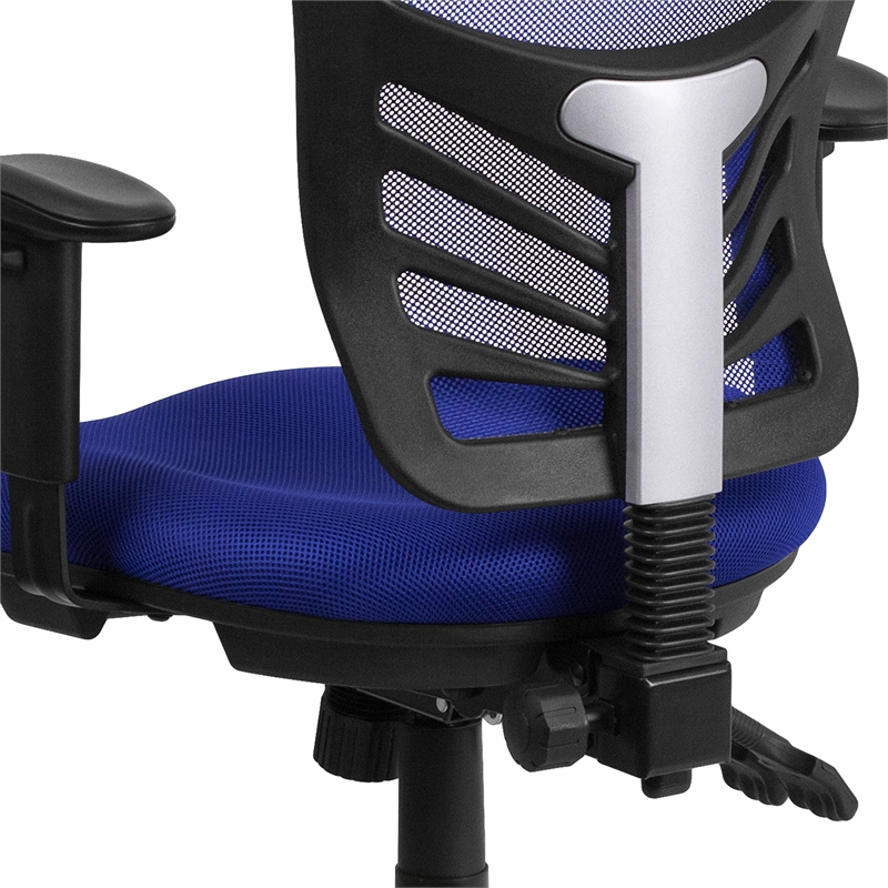 Pemberly Row Modern Mid Back Mesh Swivel Office Chair in Blue