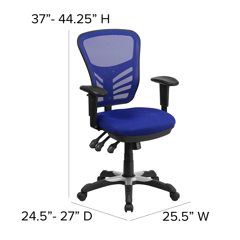 Pemberly Row Modern Mid Back Mesh Swivel Office Chair in Blue