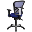Pemberly Row Modern Mid Back Mesh Swivel Office Chair in Blue