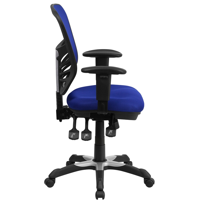Pemberly Row Modern Mid Back Mesh Swivel Office Chair in Blue