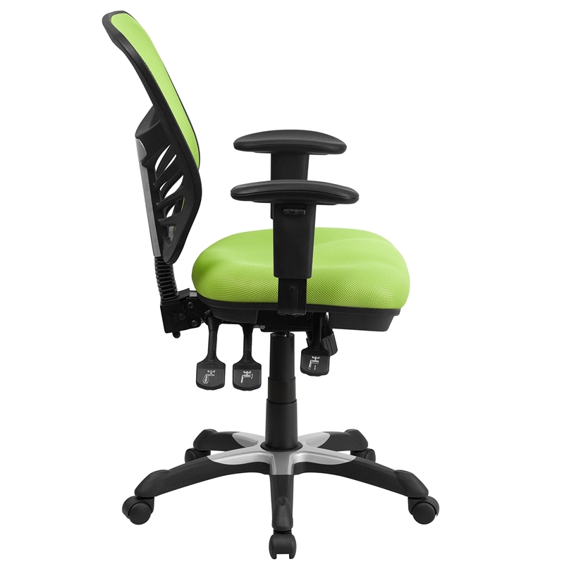 Pemberly Row Modern Mid Back Mesh Swivel Office Chair in Green