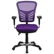 Pemberly Row Modern Mid Back Mesh Swivel Office Chair in Purple