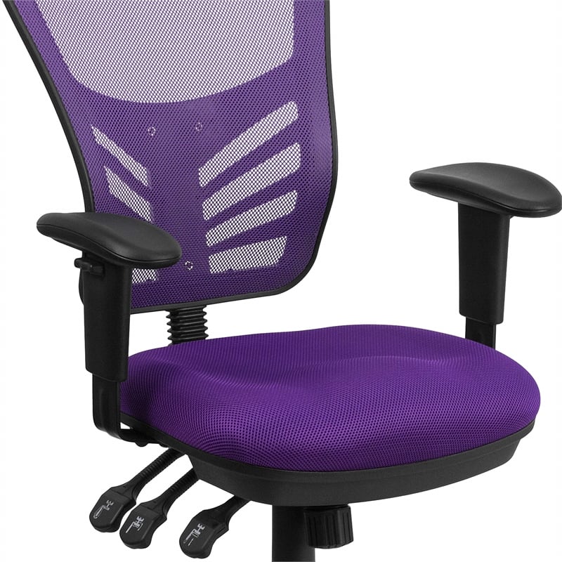 Pemberly Row Modern Mid Back Mesh Swivel Office Chair in Purple