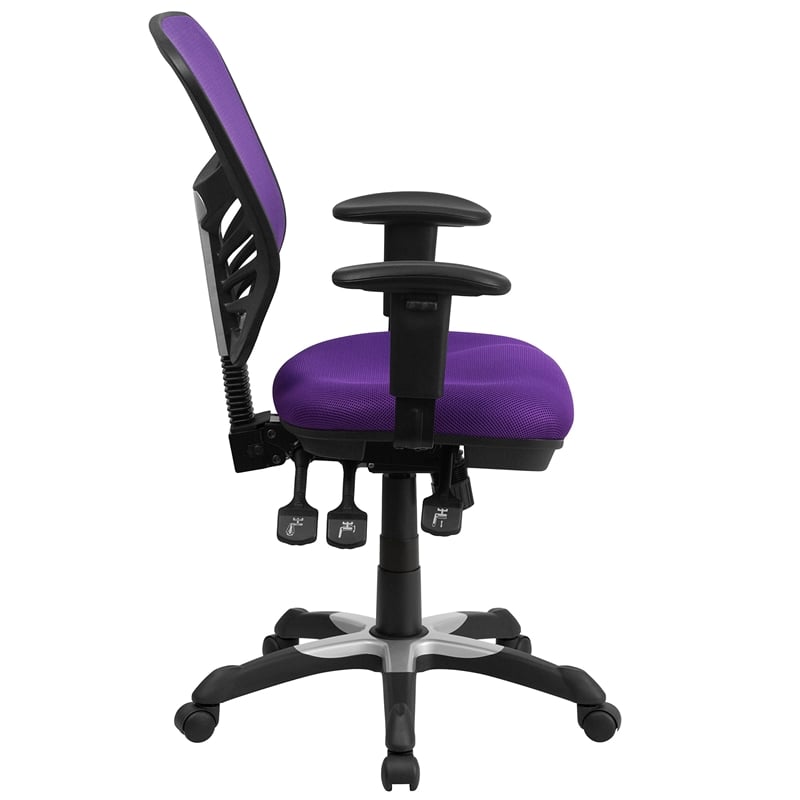 Pemberly Row Modern Mid Back Mesh Swivel Office Chair in Purple