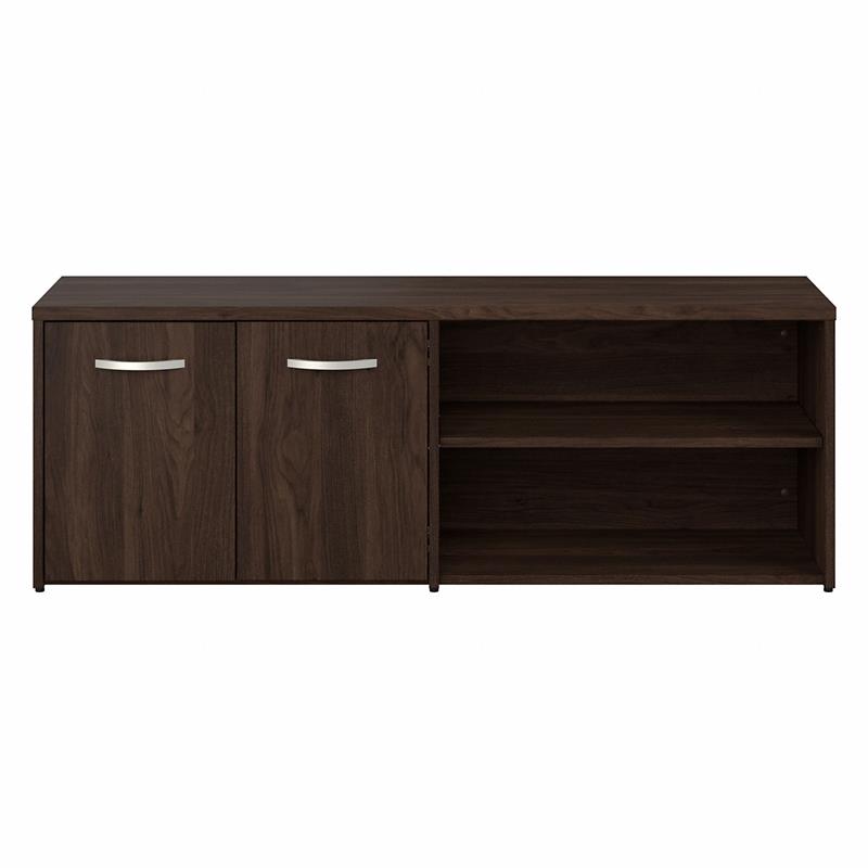 Pemberly Row Low Storage Cabinet with Doors in Black Walnut - Engineered Wood