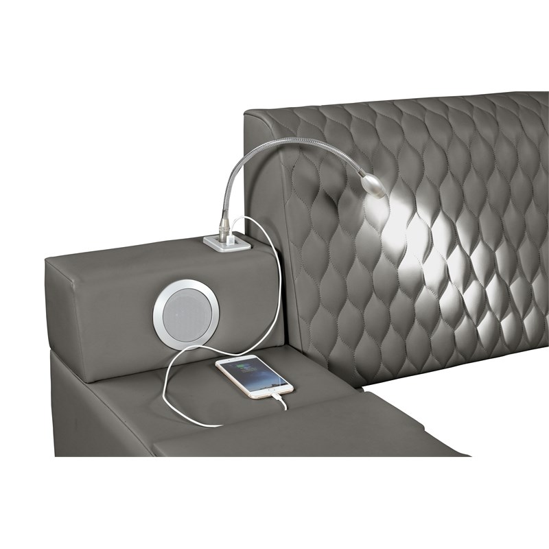 Pemberly Row Smart Multifunctional Queen Size Bed Made with Wood in Gray