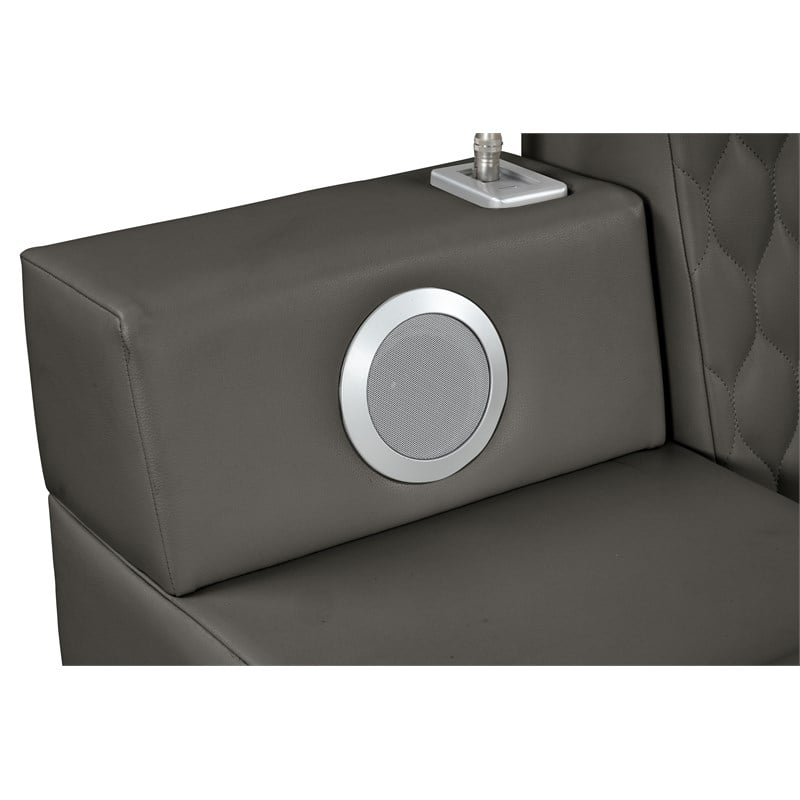 Pemberly Row Smart Multifunctional Queen Size Bed Made with Wood in Gray