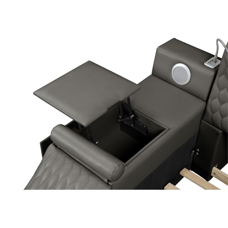 Pemberly Row Smart Multifunctional Queen Size Bed Made with Wood in Gray