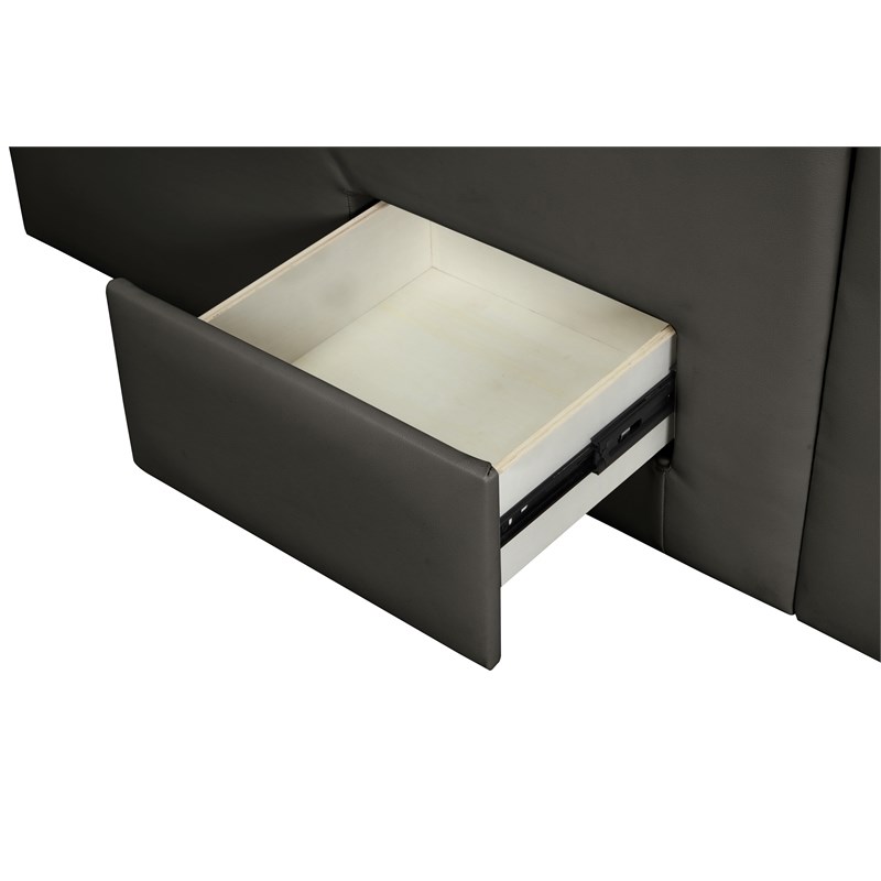 Pemberly Row Smart Multifunctional Queen Size Bed Made with Wood in Gray