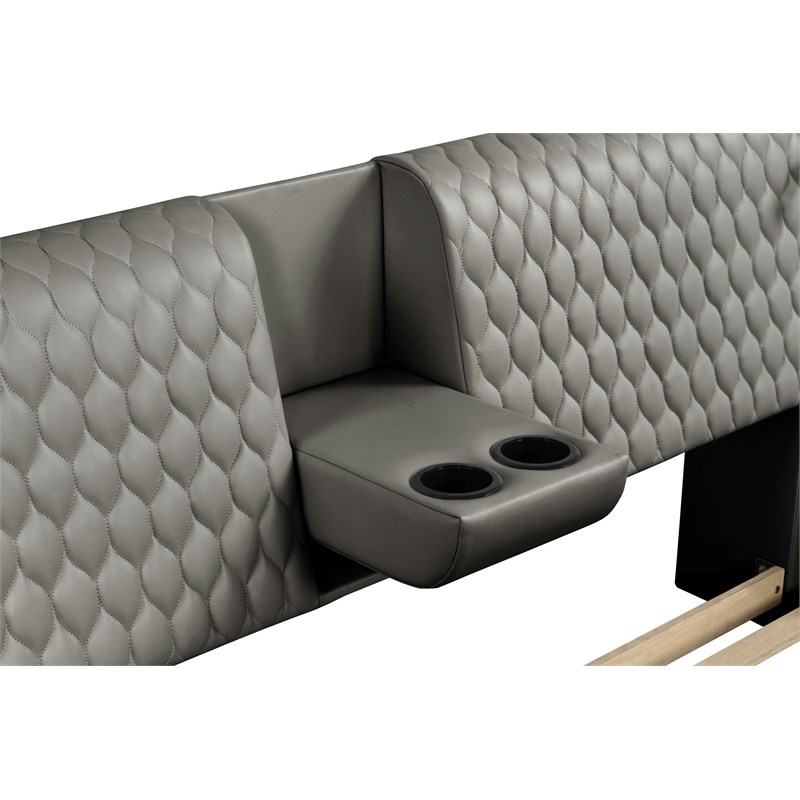 Pemberly Row Smart Multifunctional Queen Size Bed Made with Wood in Gray